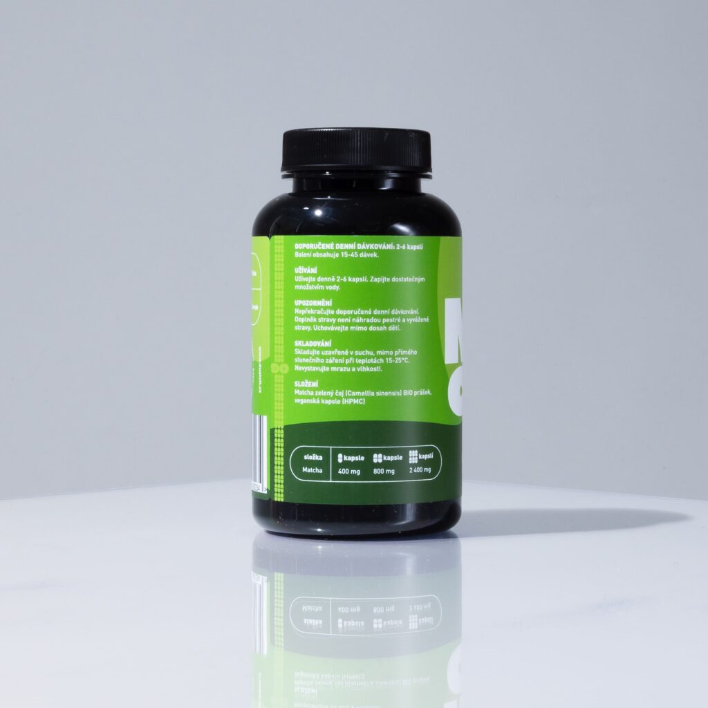 Matcha BIO, 400 mg, 90 kapslí – přispívající k dlouhotrvající energii