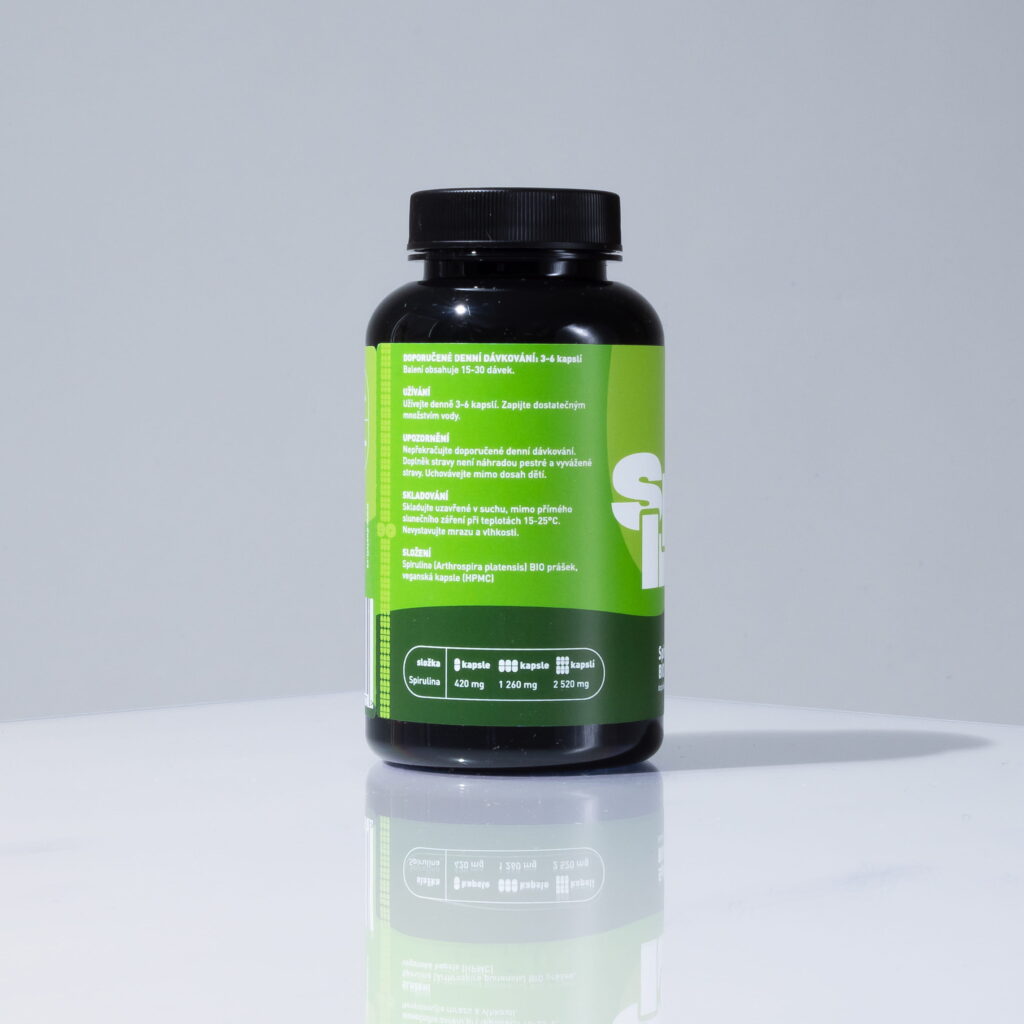 Spirulina BIO, 420 mg, 90 kapslí – podporující kontrolu tělesné hmotnosti